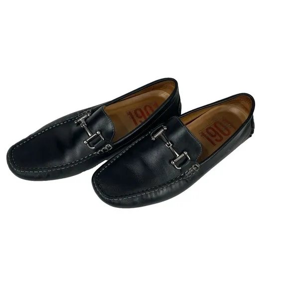 1901 Mens US 11 M  06516 Loafer Black Leather Slip-On Shoes.