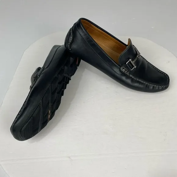 1901 Mens US 11 M  06516 Loafer Black Leather Slip-On Shoes.