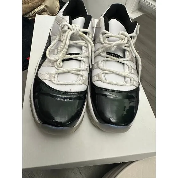 4Y Nike Air Jordan 11 Retro GS 'Emerald' 2017 Shoes Boys White 528896-145