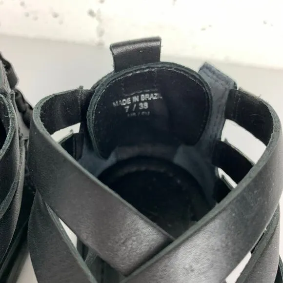 A7EIJE New York Womens Flint Woven Sandals Gladiator Open Toe Black Size 7