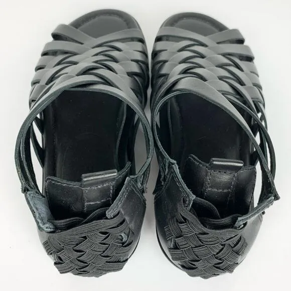 A7EIJE New York Womens Flint Woven Sandals Gladiator Open Toe Black Size 7