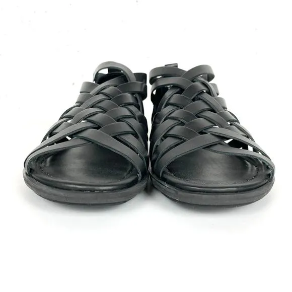 A7EIJE New York Womens Flint Woven Sandals Gladiator Open Toe Black Size 7