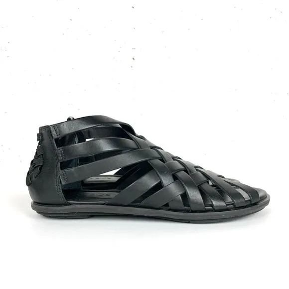 A7EIJE New York Womens Flint Woven Sandals Gladiator Open Toe Black Size 7