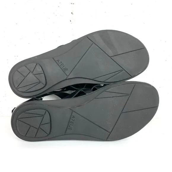 A7EIJE New York Womens Flint Woven Sandals Gladiator Open Toe Black Size 7