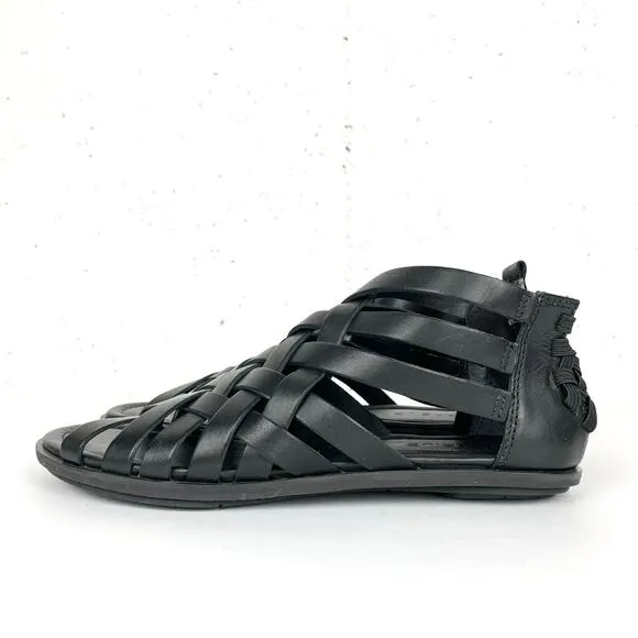 A7EIJE New York Womens Flint Woven Sandals Gladiator Open Toe Black Size 7
