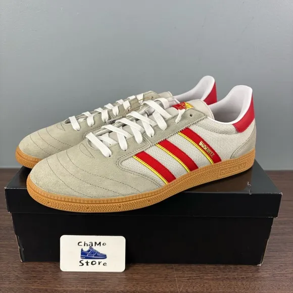 Adidas Busenitz Vintage Skate Shoes Gray Red JI4416 Sneakers Mens Sz 13