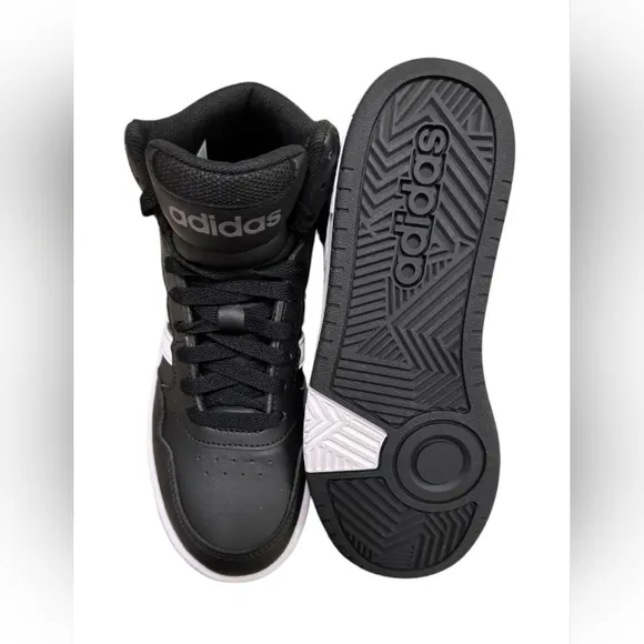 ADIDAS Hoops Mid 3.0 K GW0402, size 3.5 US, Unisex kids shoes, Black with white