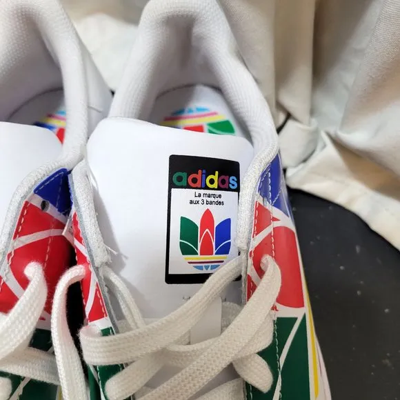 adidas Kids Boys Girls Superstar BIG Trefoil Rainbow COlorful FW4005 White Red