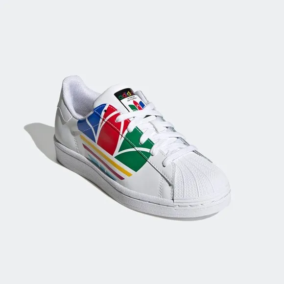 adidas Kids Boys Girls Superstar BIG Trefoil Rainbow COlorful FW4005 White Red