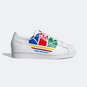 adidas Kids Boys Girls Superstar BIG Trefoil Rainbow COlorful FW4005 White Red