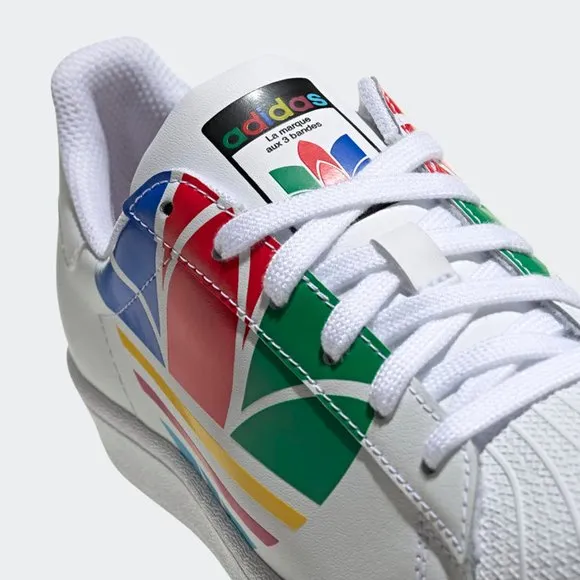 adidas Kids Boys Girls Superstar BIG Trefoil Rainbow COlorful FW4005 White Red