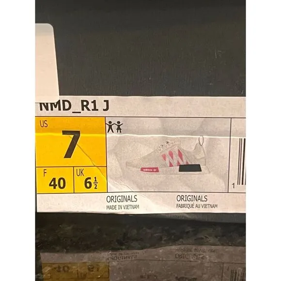 Adidas NMD R1 Cream White Sneakers with‎ Red Tab Casual Athletic Shoes