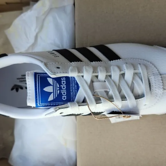 Adidas Originals Mens Samoa Leather Shoes White Black lace up 675033 Sz 8.5