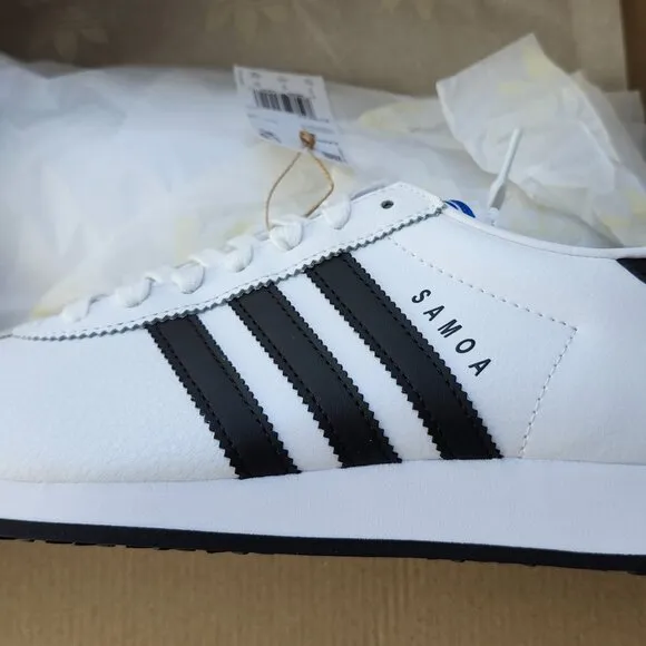 Adidas Originals Mens Samoa Leather Shoes White Black lace up 675033 Sz 8.5
