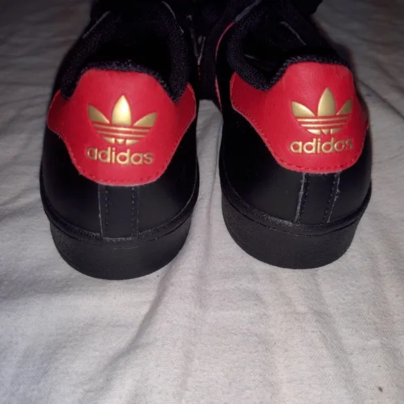 Adidas Superstar Red and Black Boys Size 1