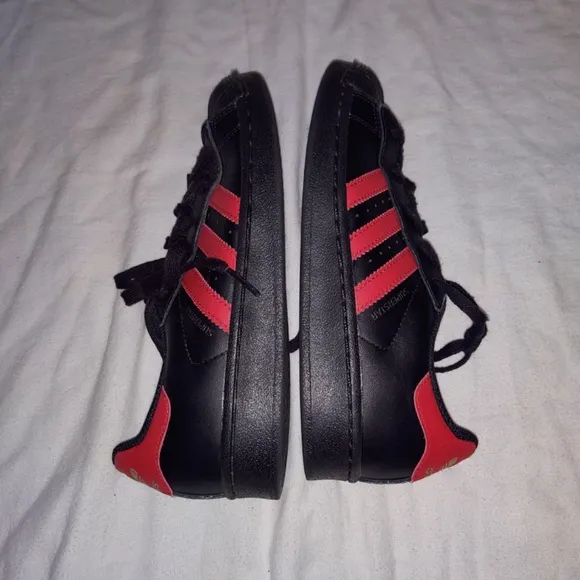 Adidas Superstar Red and Black Boys Size 1