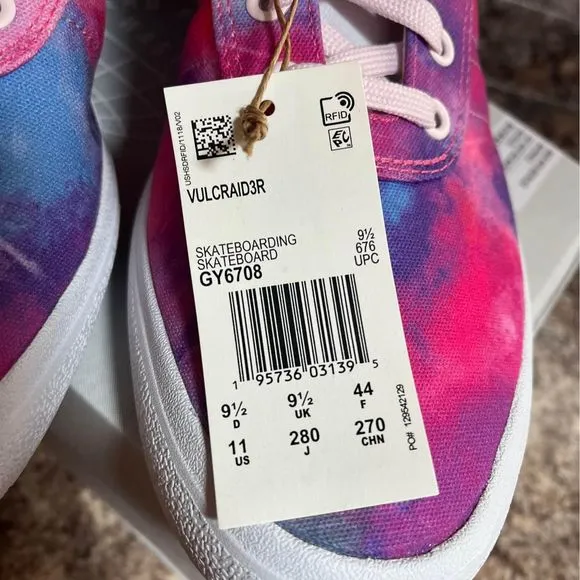 Adidas Vulcraid3r Womens Sz 11 Tie Dye Skate Shoes Skateboarding Sneakers New