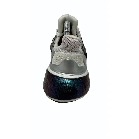 Adidas Youth 4 Glow Pink Crystal white silver metallic slip on with laces x9000L