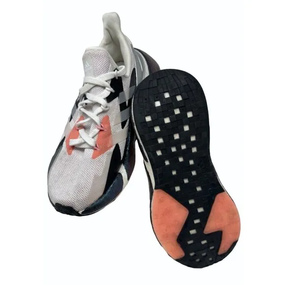 Adidas Youth 4 Glow Pink Crystal white silver metallic slip on with laces x9000L