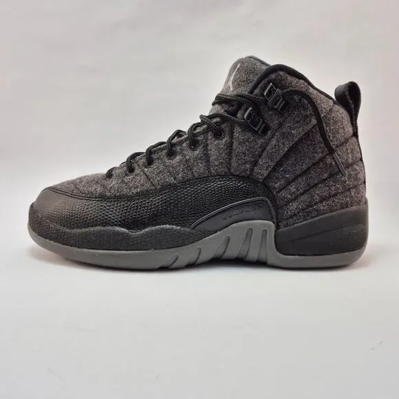 AIR JORDAN 12 Retro Wool (GS) Dark Grey Shoes Youth Size 7Y