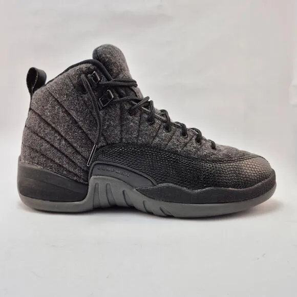 AIR JORDAN 12 Retro Wool (GS) Dark Grey Shoes Youth Size 7Y