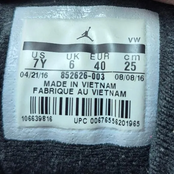 AIR JORDAN 12 Retro Wool (GS) Dark Grey Shoes Youth Size 7Y