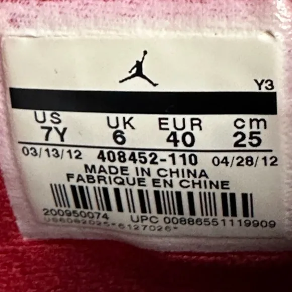 Air Jordan 4 Retro Fire Red Retro 2012 sz 7Y (PREOWNED)