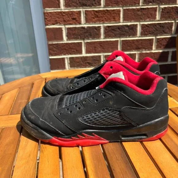 Air Jordan 5 V Retro Low Alternative 90 Black Red Shoes Kids 5Y