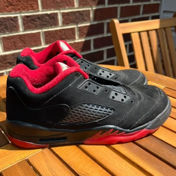 Air Jordan 5 V Retro Low Alternative 90 Black Red Shoes Kids 5Y