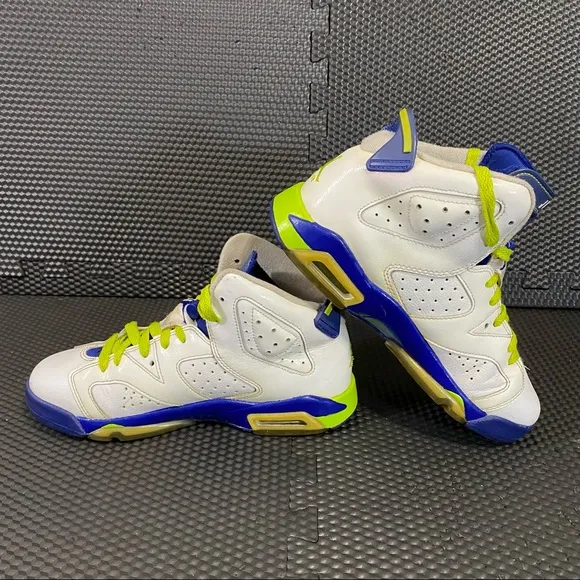 Air Jordan Kids 6 Retro Shoes GG Green White 6.5Y
