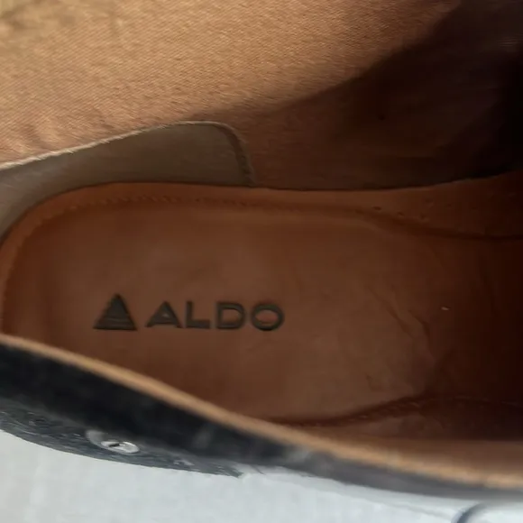 ALDO Black Suede and Leather LaceUp Boots