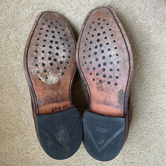 Allen Edmonds Size 8 Leather Dress Shoes Jackson Lace Up Brown Almond Toe Mens