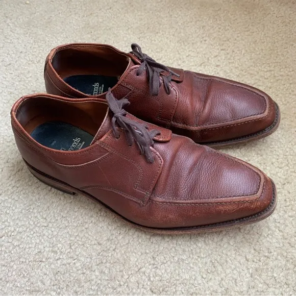 Allen Edmonds Size 8 Leather Dress Shoes Jackson Lace Up Brown Almond Toe Mens