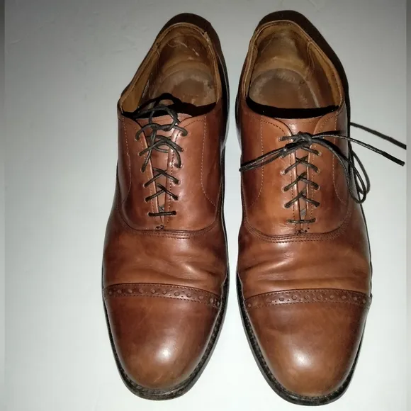 Allen Edmonds (Size 9D) Mens Brown Leather Cap-Toe &quot;Byron&quot; Lace Up Oxford Shoes