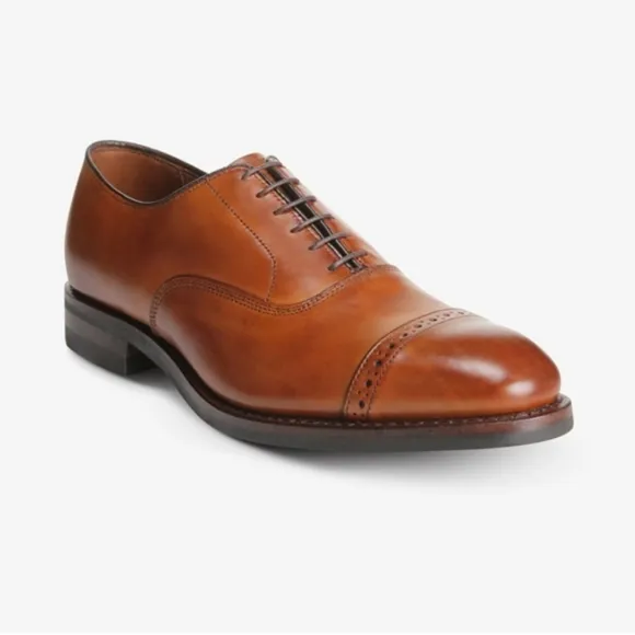 Allen Edmonds (Size 9D) Mens Brown Leather Cap-Toe &quot;Byron&quot; Lace Up Oxford Shoes