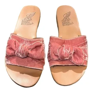 Ancient Greek Sandals Taygete Bow Velvet Dusty Pink Size 39 (US9)