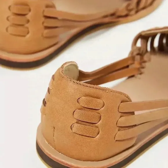 Anthropologie hurache Nisolo Woven Leather Sandals cognac whiskey tan sz 10