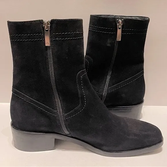 Aquatalia - Caylee Black Suede Zip Ankle Boots Women Size 8.5