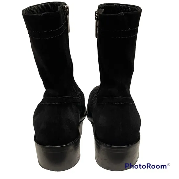 Aquatalia - Caylee Black Suede Zip Ankle Boots Women Size 8.5
