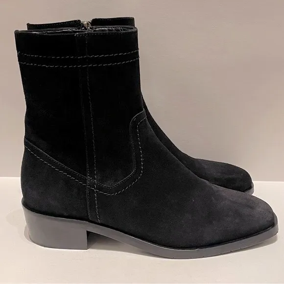 Aquatalia - Caylee Black Suede Zip Ankle Boots Women Size 8.5