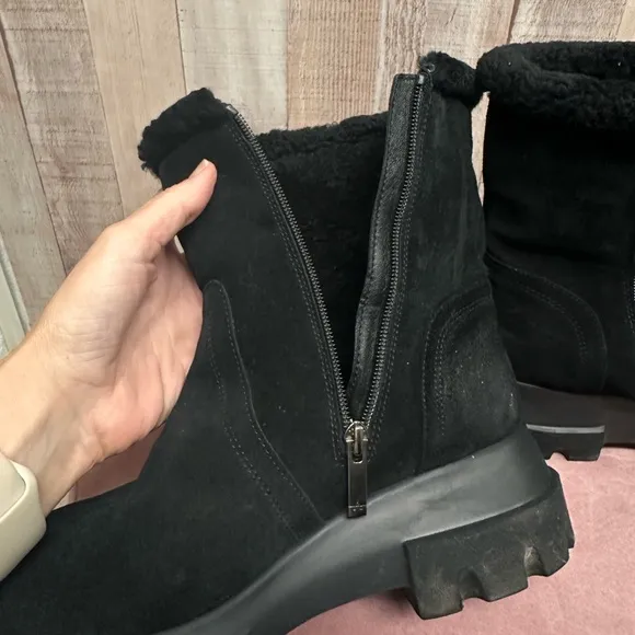 Aquatalia mid calf suede combat boots water resistant Made in Italy