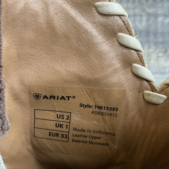 Ariat Kid's Pete Western Boots Size 2 style 10015393 leather suede orange tan