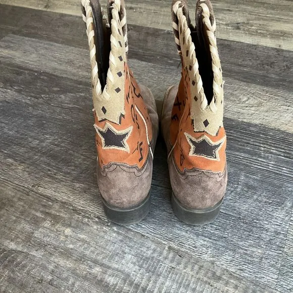Ariat Kid's Pete Western Boots Size 2 style 10015393 leather suede orange tan