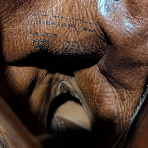 ARIAT Ostrich Print Leather Cowboy Boots size 10 EE Western Camel Brown