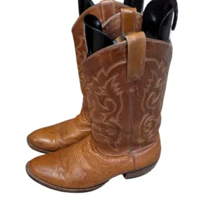 ARIAT Ostrich Print Leather Cowboy Boots size 10 EE Western Camel Brown