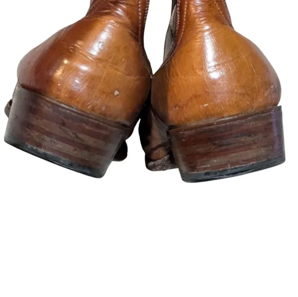 ARIAT Ostrich Print Leather Cowboy Boots size 10 EE Western Camel Brown