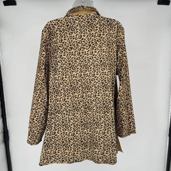 Atelier B. Thomas Reversible Suede Leather Coat Leopard Print Button Front Large