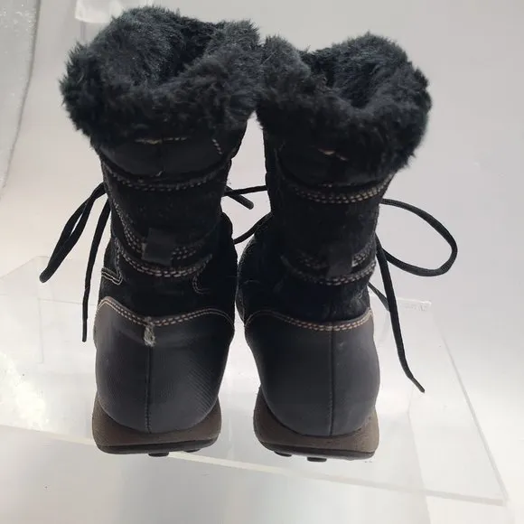 BareTraps Latori Black Quilted Suede Stay Dry System Lace-up Faux Fur Boots 9.5M