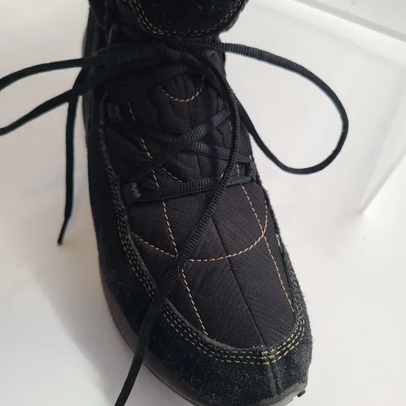 BareTraps Latori Black Quilted Suede Stay Dry System Lace-up Faux Fur Boots 9.5M