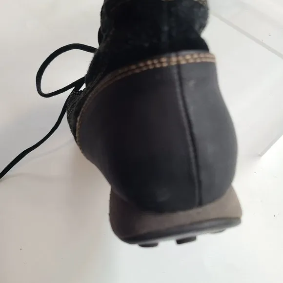 BareTraps Latori Black Quilted Suede Stay Dry System Lace-up Faux Fur Boots 9.5M
